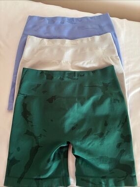Women’s Athletic Bike Shorts - Green, Cream & Lavender (3-Pack)